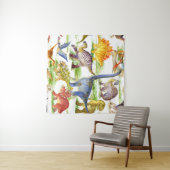 キュートな恐竜の水の色シームレスなアート タペストリー (インサイチュ(横))