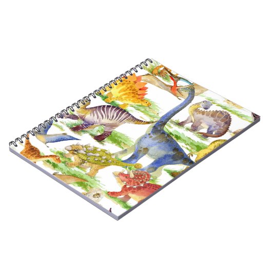 キュートな恐竜の水の色シームレスなアート ノートブック (左側)