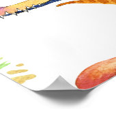 キュートな恐竜の水の色シームレスなアート ポスター (角)