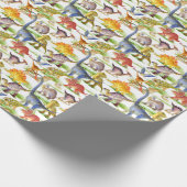 キュートな恐竜の水の色シームレスなアート ラッピングペーパー (角)