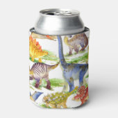 キュートな恐竜の水の色シームレスなアート 缶クーラー (缶正面)