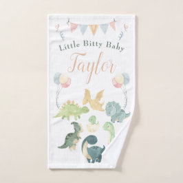 キュートな恐竜の水彩パーソナライズされたベビー ハンドタオル