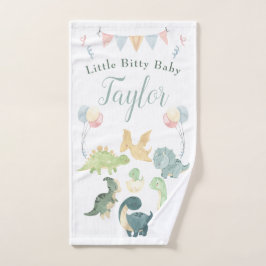 キュートな恐竜の水彩パーソナライズされたベビー ハンドタオル
