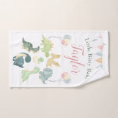 キュートな恐竜の水彩パーソナライズされたベビー ハンドタオル (ハンドタオル)