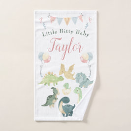 キュートな恐竜の水彩パーソナライズされたベビー ハンドタオル