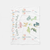キュートな恐竜の水彩パーソナライズされたベビー フリースブランケット (正面)