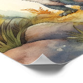 キュートな恐竜の水彩絵イラストレーション ポスター (角)