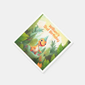 キュートな恐竜の熱帯林 |ディノ子供の誕生日 スタンダードカクテルナプキン (角)
