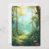 キュートな恐竜の熱帯林 |ディノ子供の誕生日 招待状 (裏面)