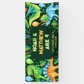 キュートな恐竜の組み合わせ誕生日関節兄弟姉妹 横断幕 (縦)