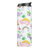 キュートな恐竜の虹の水色ジャングルパターン タンブラー (回転左)