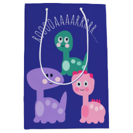 キュートな恐竜の誕生日パカラフルーティ ミディアムペーパーバッグ