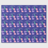 キュートな恐竜の誕生日パカラフルーティ ラッピングペーパー (フラット)