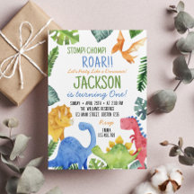 キュートな恐竜の誕生日パーティーへの招待