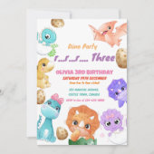 キュートな恐竜の誕生日パーティーへの招待 招待状 (正面)