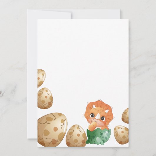 キュートな恐竜の誕生日パーティーへの招待 招待状 (裏面)