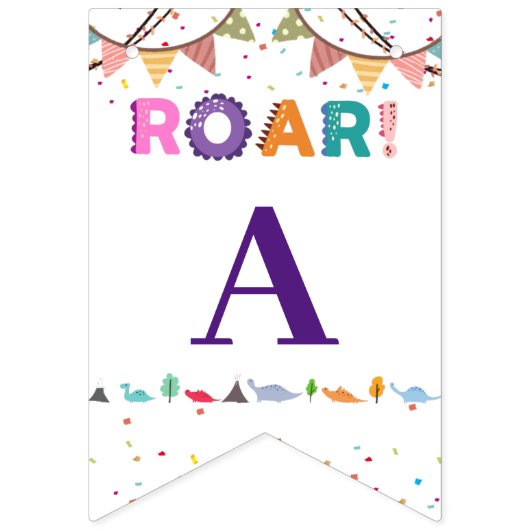 キュートな恐竜の誕生日パーティーをテーマにした装飾 バンティングフラッグ (第3の旗)