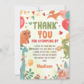 キュートな恐竜の誕生日パーティーサンキューカード サンキューカード (正面)