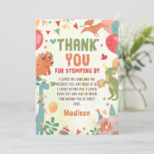 キュートな恐竜の誕生日パーティーサンキューカード サンキューカード (スタンド正面)