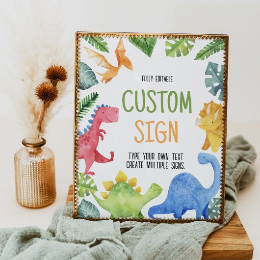 キュートな恐竜の誕生日パーティーテーブルサイン ポスター