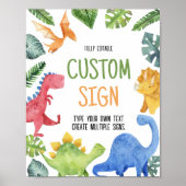 キュートな恐竜の誕生日パーティーテーブルサイン ポスター (正面)