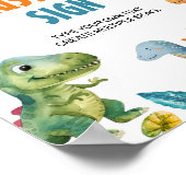 キュートな恐竜の誕生日パーティーテーブルサイン ポスター (角)