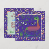 キュートな恐竜の誕生日パーティー招待状 招待状 (正面/裏面)