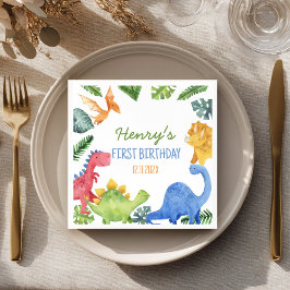 キュートな恐竜の誕生日パーティー スタンダードカクテルナプキン