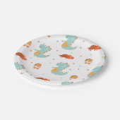 キュートな恐竜の誕生日パーティー ペーパープレート (アングル)