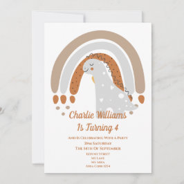 キュートな恐竜の誕生日パーティー 招待状