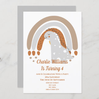 キュートな恐竜の誕生日パーティー 招待状