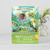 キュートな恐竜の誕生日パーティー 招待状 (スタンド正面)