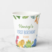 キュートな恐竜の誕生日パーティー 紙コップ (裏面)