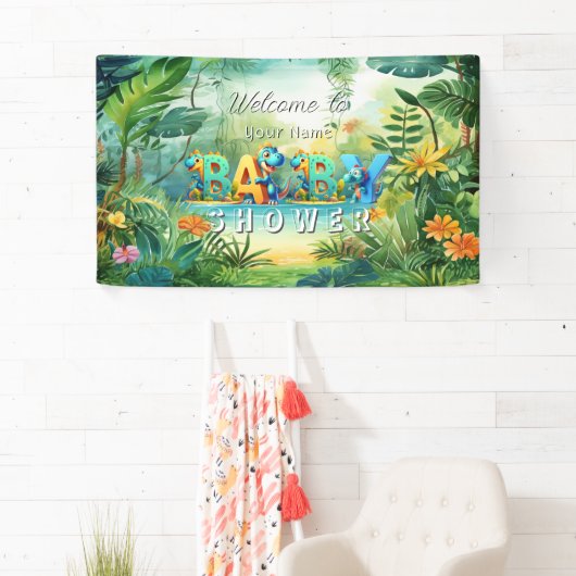 キュートな恐竜の赤ちゃんシャワーのバナー 横断幕 (インサイチュ)