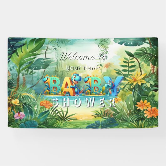 キュートな恐竜の赤ちゃんシャワーのバナー 横断幕 (横)