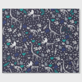 キュートな恐竜の骨格包み紙 ラッピングペーパー (フラット)