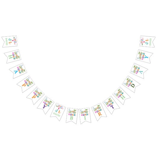 キュートな恐竜をテーマにした誕生日パーティーの装飾 バンティングフラッグ (全)