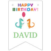 キュートな恐竜をテーマにした誕生日パーティーの装飾 バンティングフラッグ (第1の旗)