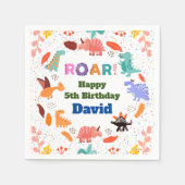 キュートな恐竜をテーマにした誕生日パーティーの食器 スタンダードカクテルナプキン (正面)