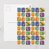 キュートな恐竜コラージュのパターン – おもしろいよくはしゃぐ&ディノ ポストカード (正面/裏面)