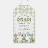 キュートな恐竜ジンガム1歳の誕生日パーティー ギフトタグ (裏面)