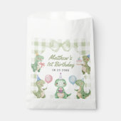 キュートな恐竜ジンガム1歳の誕生日パーティー フェイバーバッグ (正面)