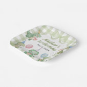 キュートな恐竜ジンガム1歳の誕生日パーティー ペーパープレート (傾斜あり)