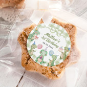 キュートな恐竜ジンガム1歳の誕生日パーティー ラウンドシール