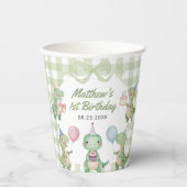 キュートな恐竜ジンガム1歳の誕生日パーティー 紙コップ (正面)
