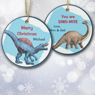 キュートな恐竜ディノミートキッズクリスマス セラミックオーナメント
