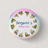 キュートな恐竜トラクターレインボーB2S学校誕生日 缶バッジ (正面)