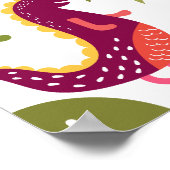 キュートな恐竜ニュートラル誕生日パーティーウェルカムサイン ポスター (角)