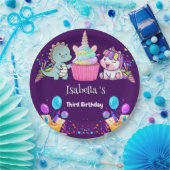 キュートな恐竜ユニコーン虹のバルーンの誕生日キッド ペーパープレート (パーティー)