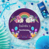 キュートな恐竜ユニコーン虹のバルーンの誕生日キッド ペーパープレート (パーティー)